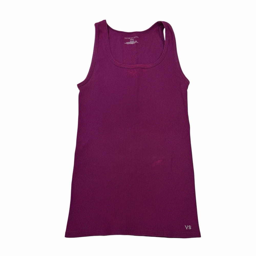 Victoria's Secret Y2K Plum Purple Tank Top Embroidered Logo VS Medium